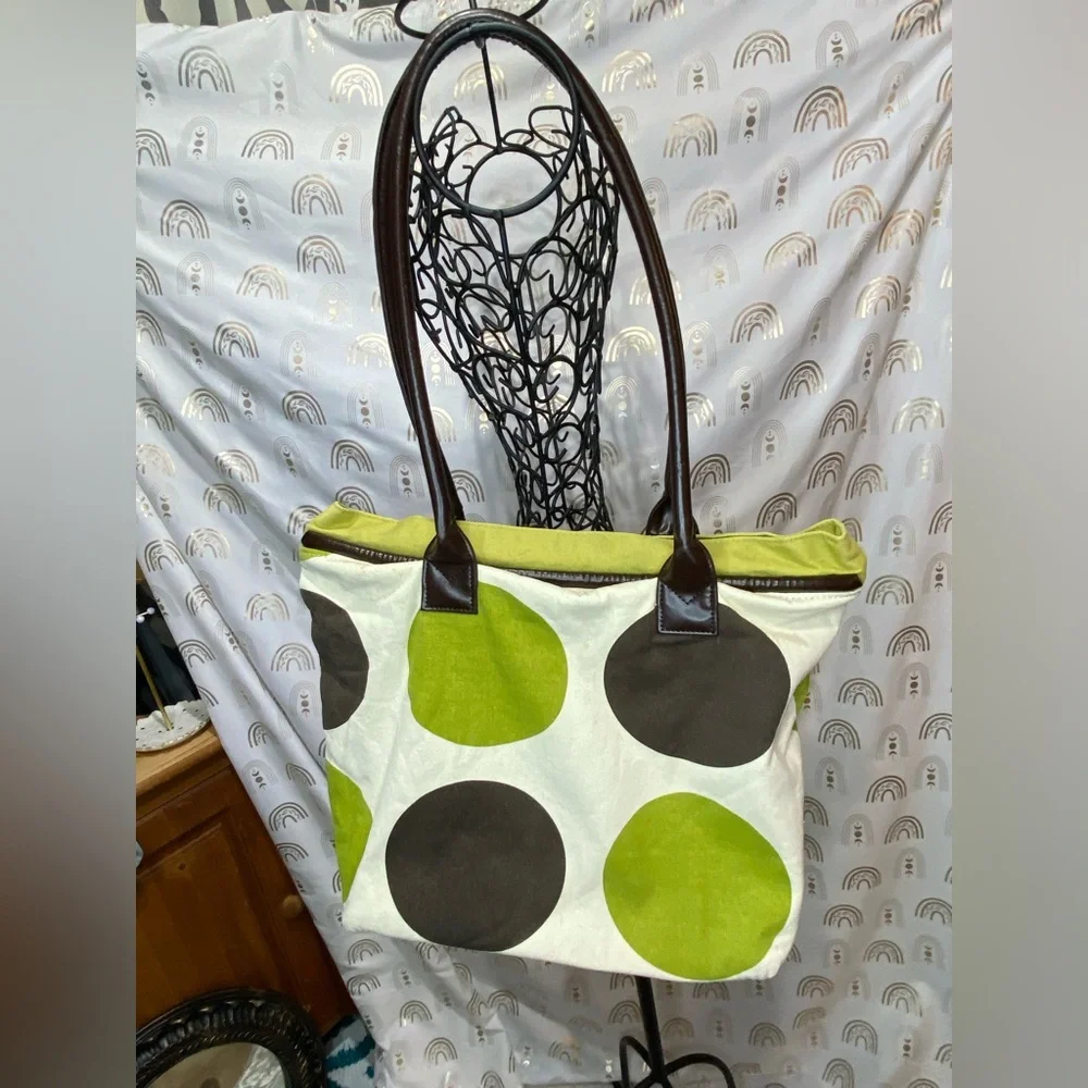Stylish Green and Brown Tote Bag